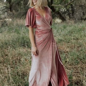 Baltic Born Meghan Velvet Wrap Maxi Dress, Mauve, Size M
